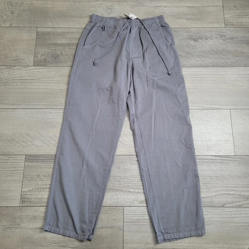 🌴NWT Crazy Shirts Hawaii Pants Mens L Smoke Gray Resort Relaxed Cotton Twill
